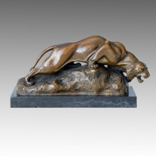 Animal Estátua Leão / Leopardo Escultura De Bronze De Pedra Tpal-159